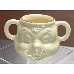 Vtg 80s Pfaltzgrapf Double Handle Bear Mug Cup Cute Cream Toddler Baby Shower
